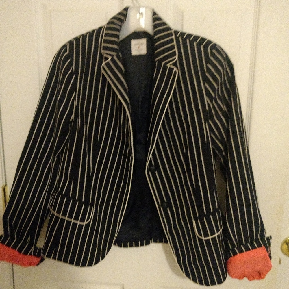 Navy and white striped Gap Academy blazer